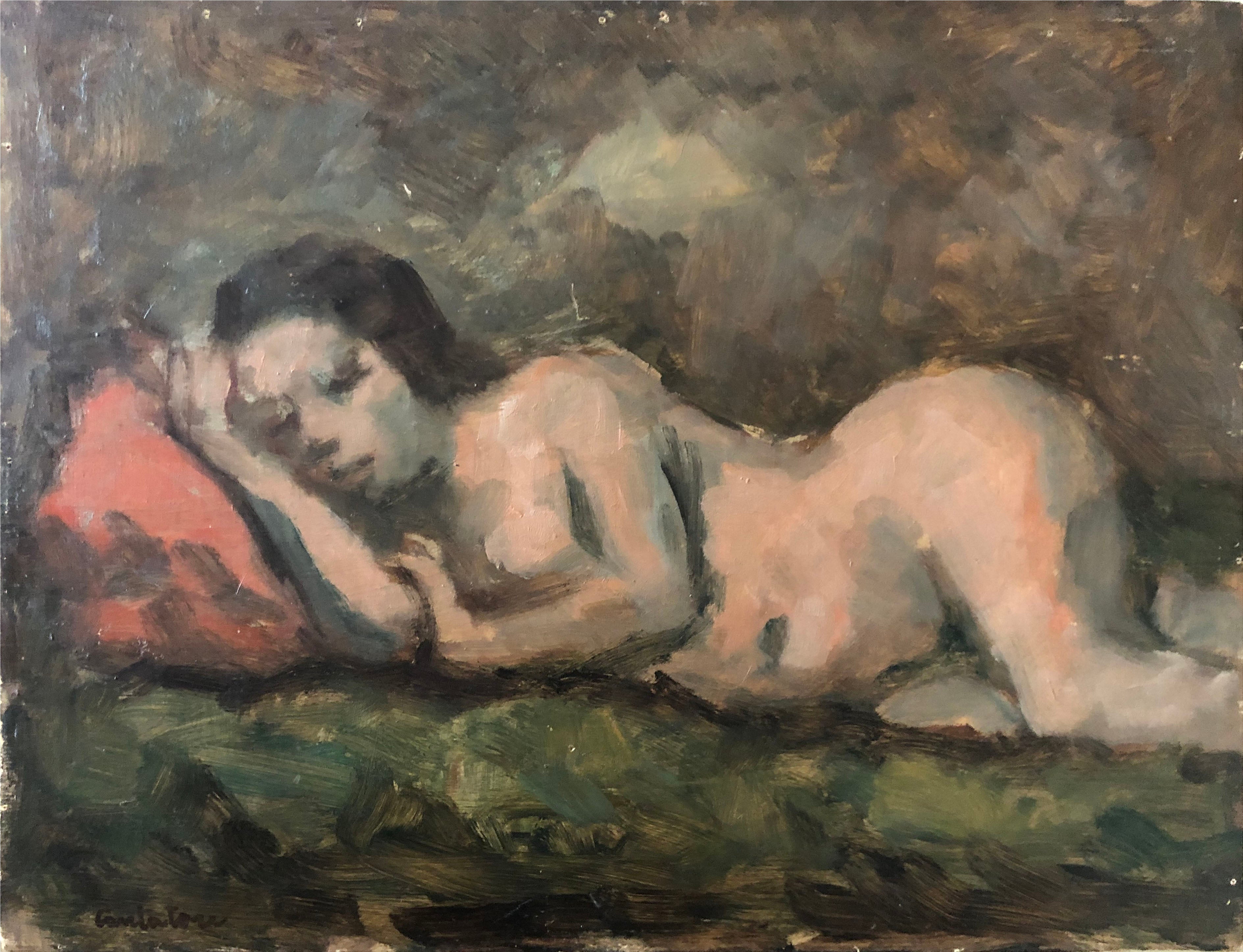 Domenico Cantatore - Retrato de una mujer reclinada