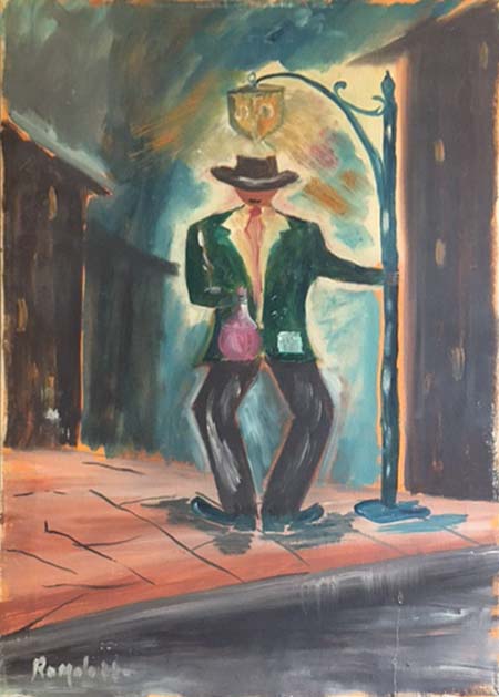 Opera figurativa a olio su tela di Romoletto