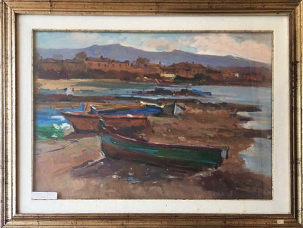 Porticciolo - Olio su tela - Antonio Sbrana