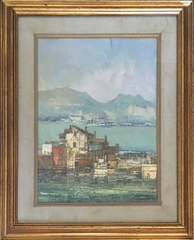 Case sul lago  - Olio su tela - Bruno Tintori