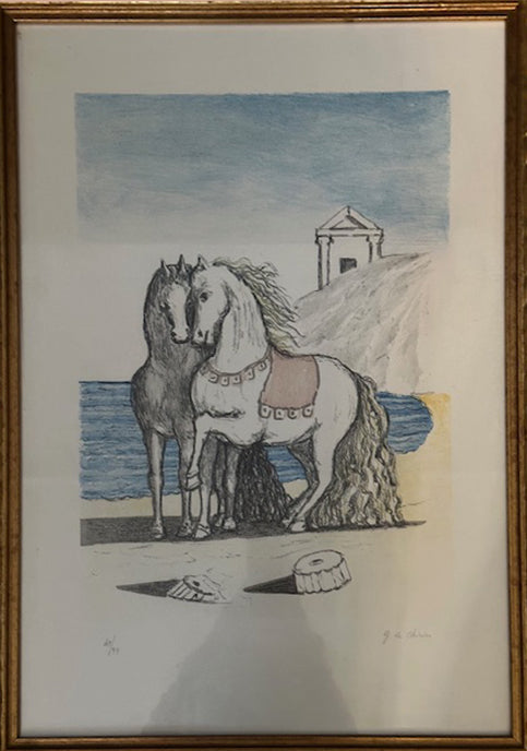 Giorgio de Chirico - Caballos con mantillas rojas