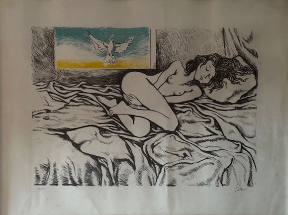 Renato Guttuso - Nudo di donna con colomba