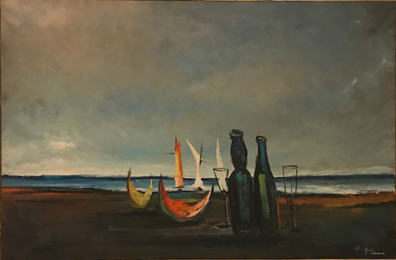 Paglione - Paisaje marino con botellas