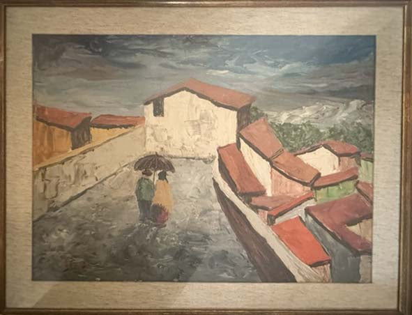 Paesaggio dopo la pioggia, olio su tela di Arnald Sass