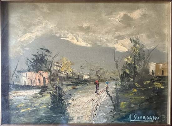 Opera senza titolo a olio su tela di A. Gordano