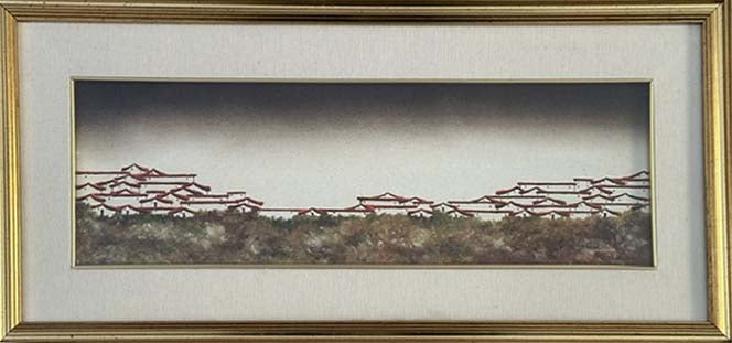 Paesaggio orizzontale a olio su tela firmato Bastioli R.