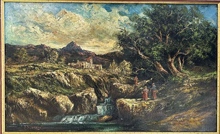Paesaggio orizzontale in olio su tela di Gino Grignani