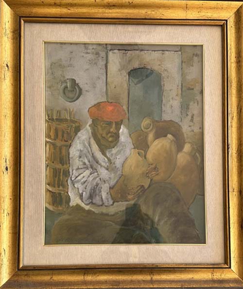 Figura con giare in olio su tela di Nicola Jannelli