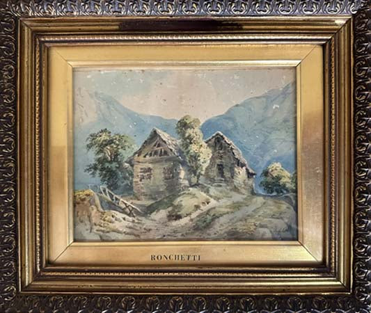 Paesaggio di montagna, olio su tela di Ronchetti