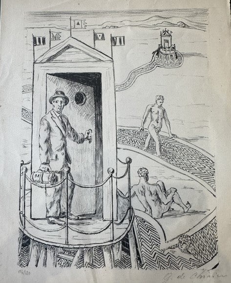 Litografia L'ospite misterioso di Giorgio De Chirico