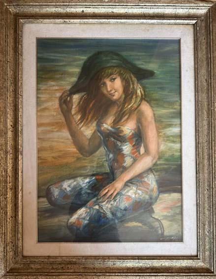 Figura, olio su tela figurativo di De Meo