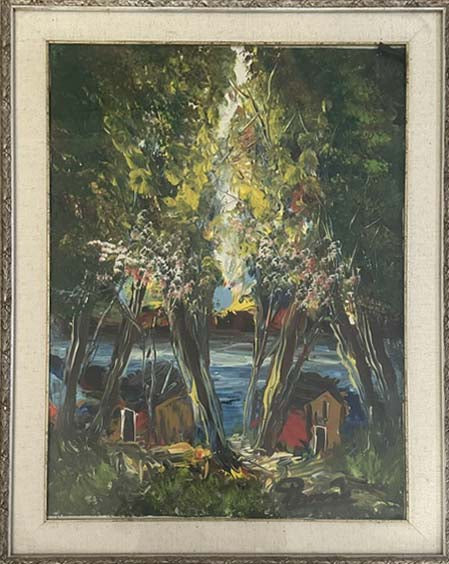 Paesaggio lacustre a olio su tela di Antonino Pecoraro