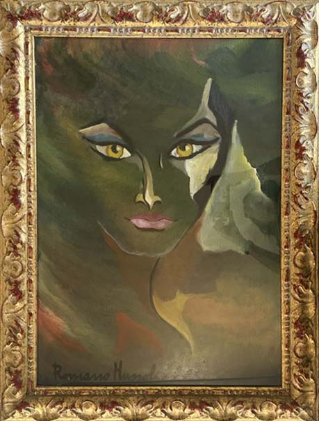 Ritratto di donna a olio su tela di Romano Mussolini