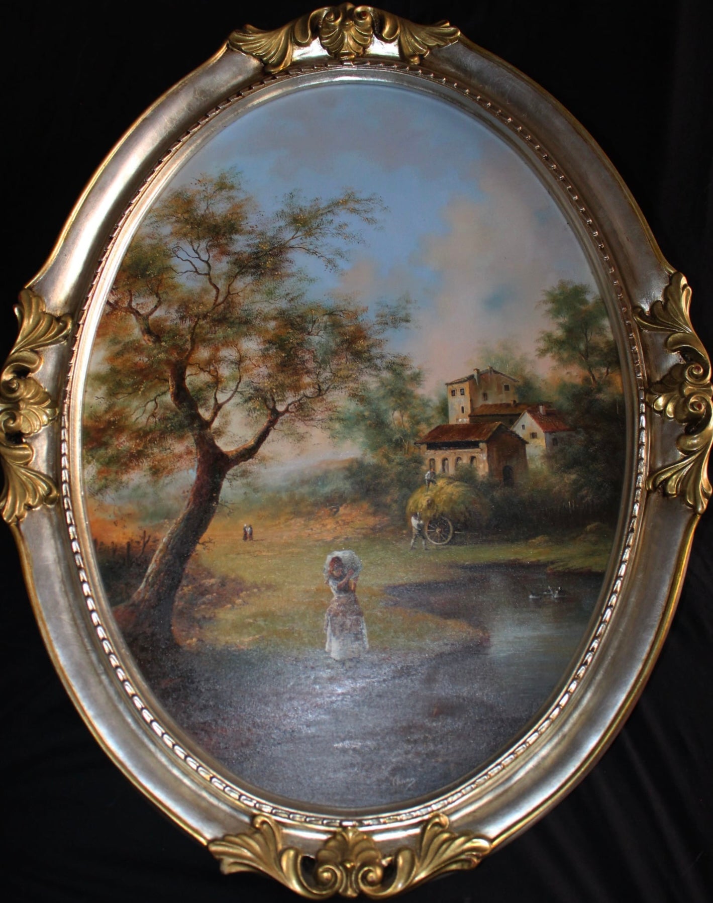 Sconosciuto - Senza titolo (paesaggio con figure)