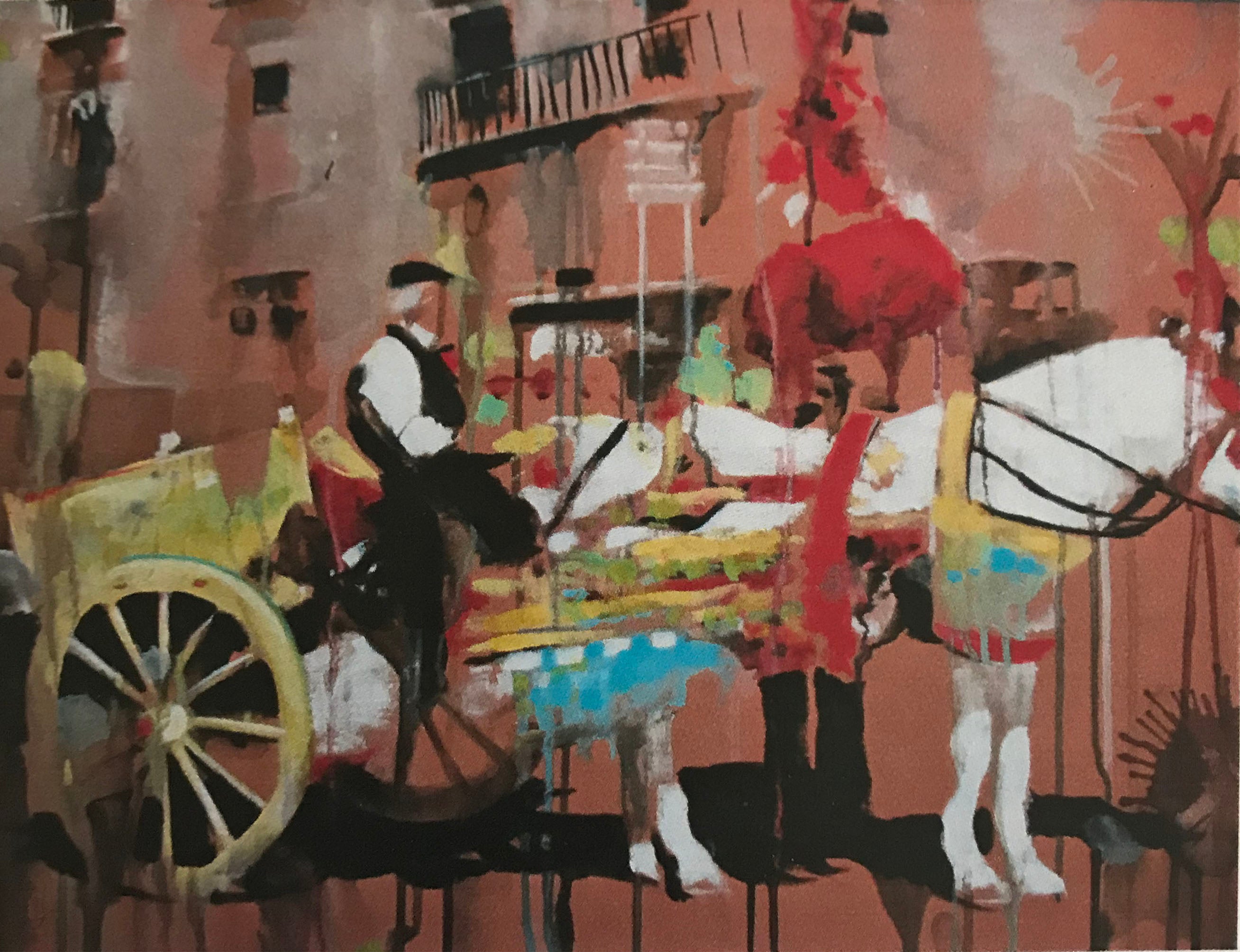 Walter Xausa - Sicilian Cart in the Square