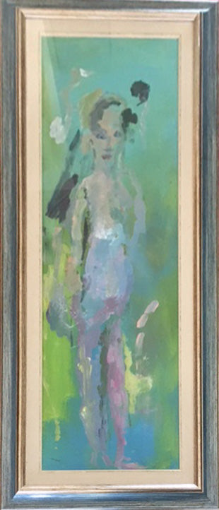 Ernesto Treccani - Retrato de una mujer sobre fondo verde