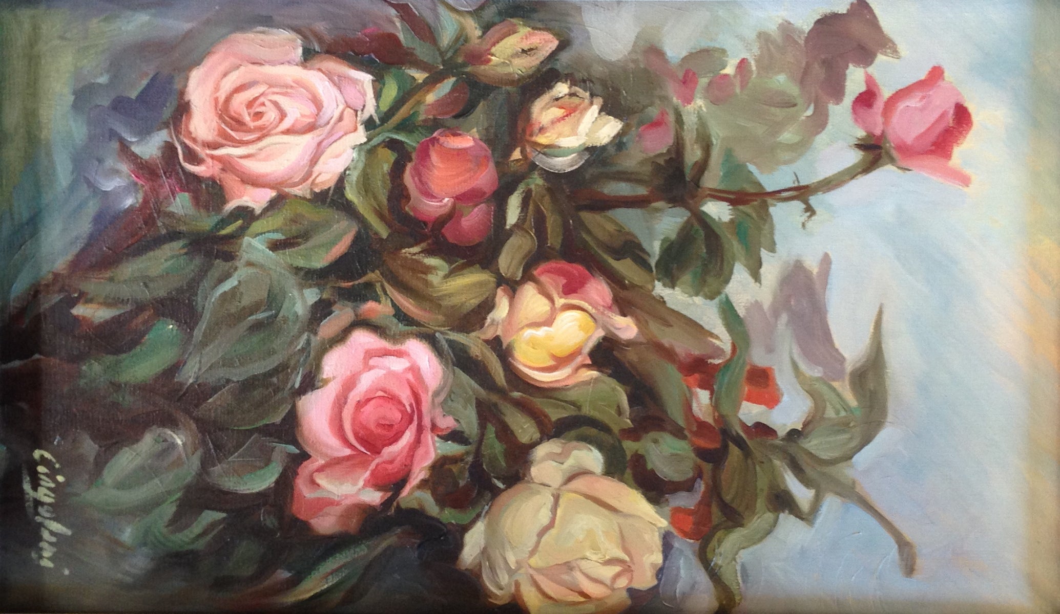 Glauco Cingolani - Rose gialle e rosa