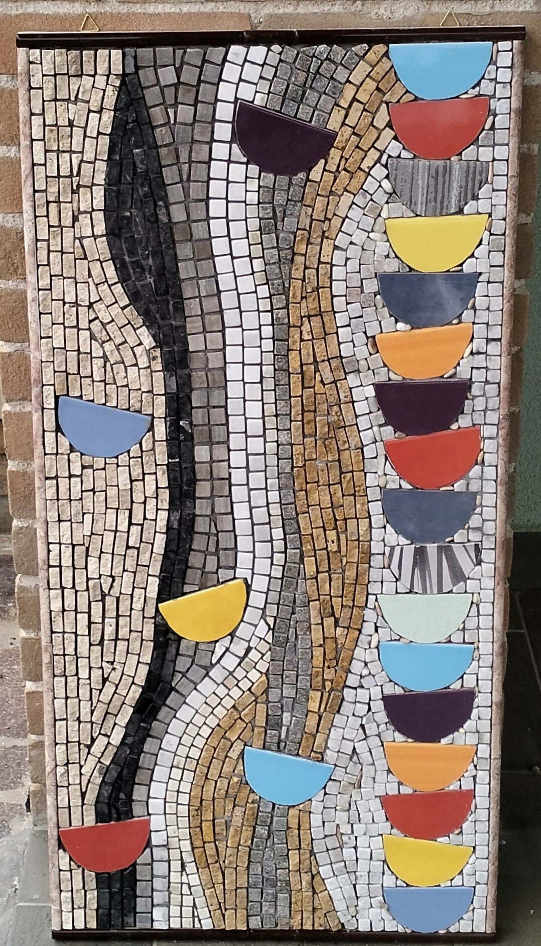 Roberto Rubiola - Quadro astratto in mosaico di ceramica e pietre - Tecniche miste