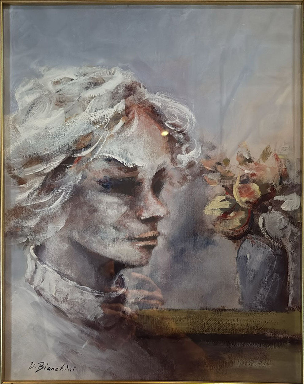 Umberto Bianchini - Untitled (Woman's Face with a Vase of Flowers)