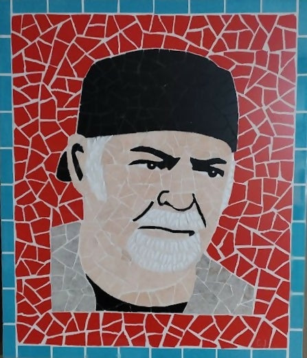 Mosaico su compensato di Giambattista Iuso con ritratto di Vasco Rossi