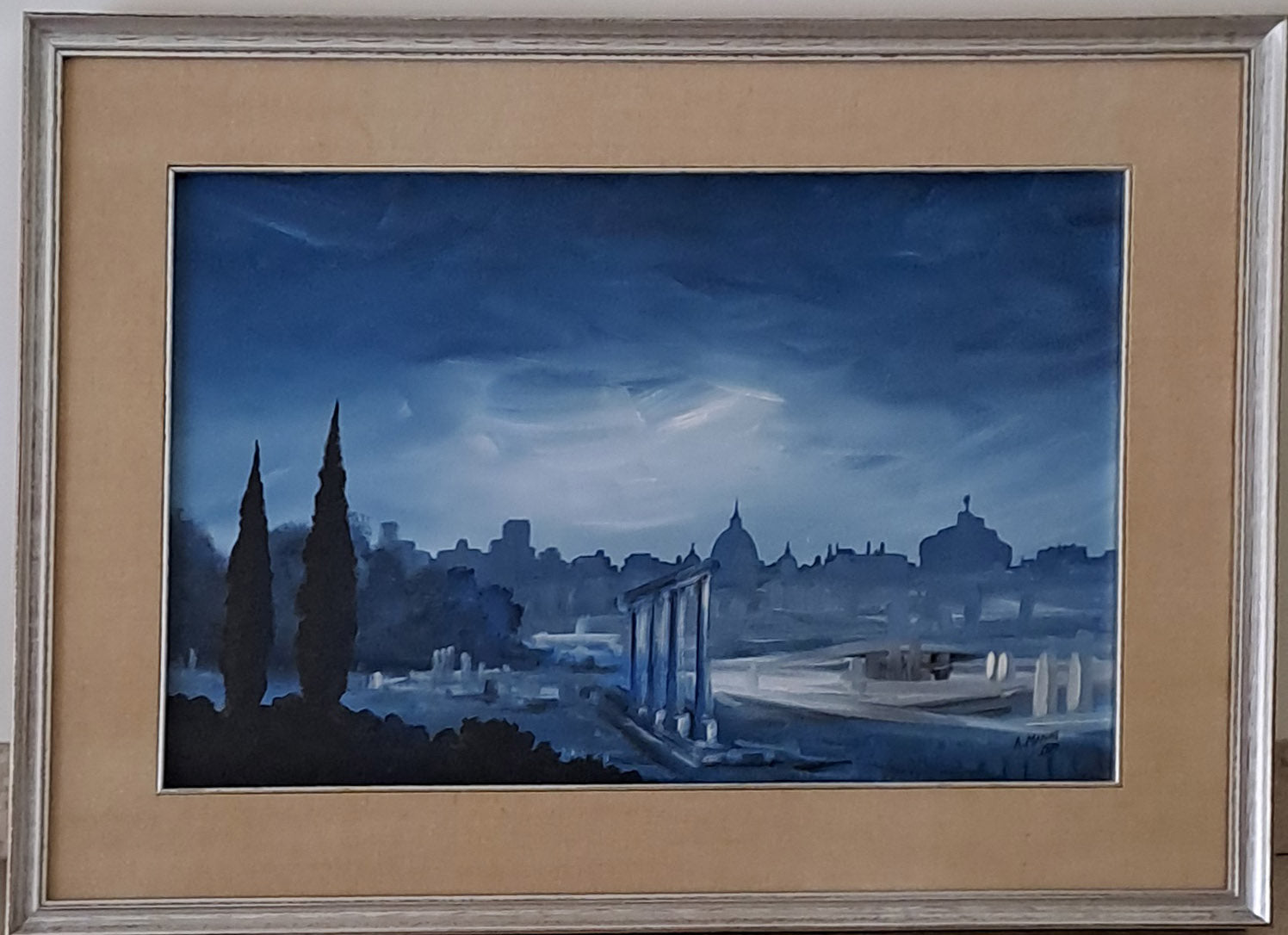 Angelo Manini - Paisaje con cipreses