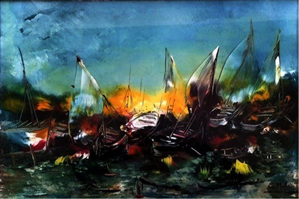 Corrado Mele - Barcos al amanecer