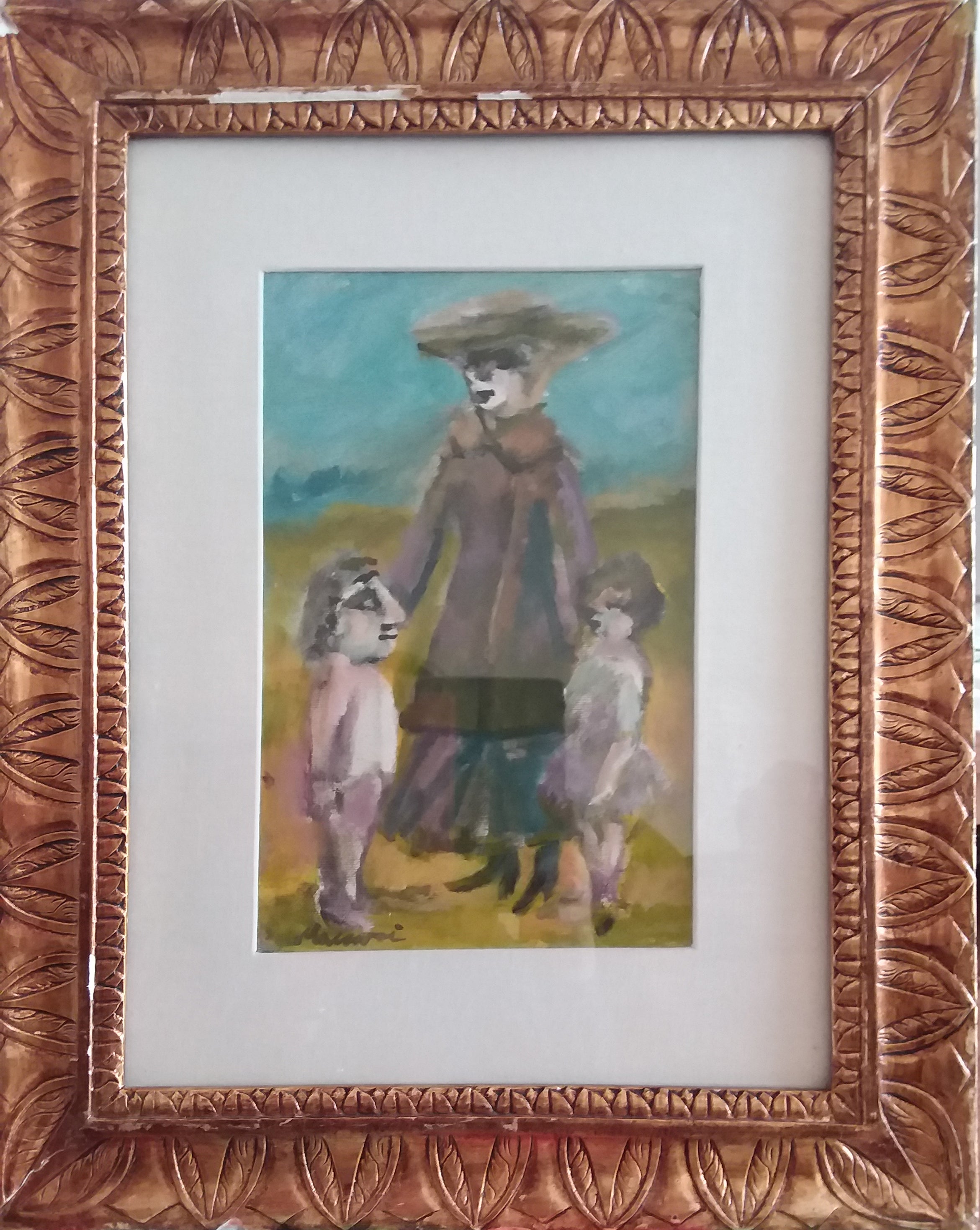 Mino Maccari - Donna con due Bambini