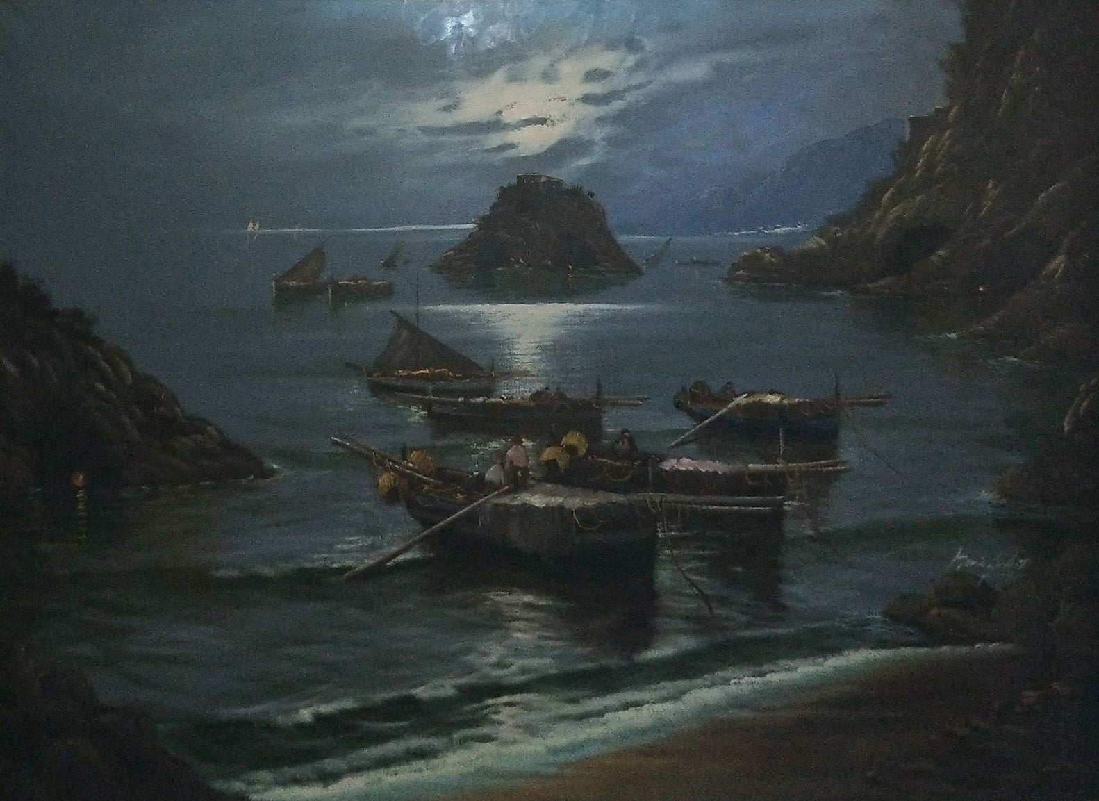 Mario Galanti - Untitled (Boats with Fishermen at Sunset)
