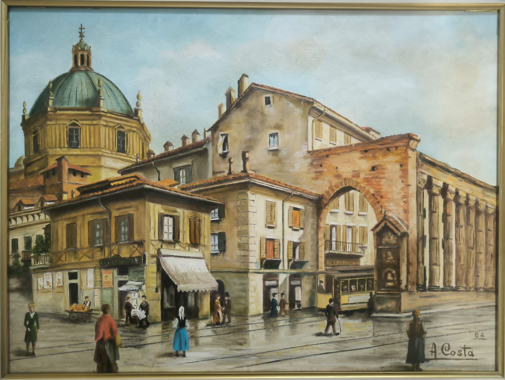 A. Costa - Milán antigua, Corso di Porta Ticinese, Iglesia de San Lorenzo