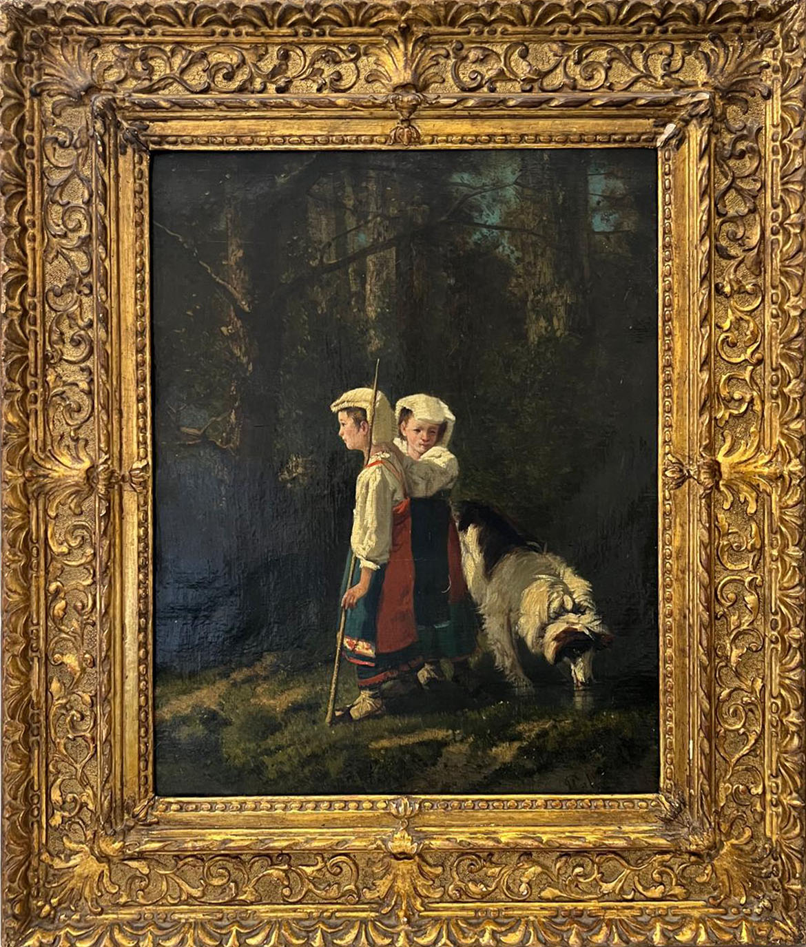 Giuseppe Palizzi - Untitled (Children and Dogs in the Woods)