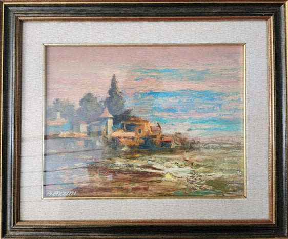 Aldo Azzini - Paisaje oriental al atardecer