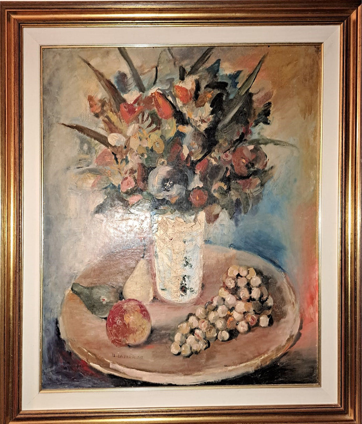 Nicola La Fortezza - Jarrón de flores y frutas