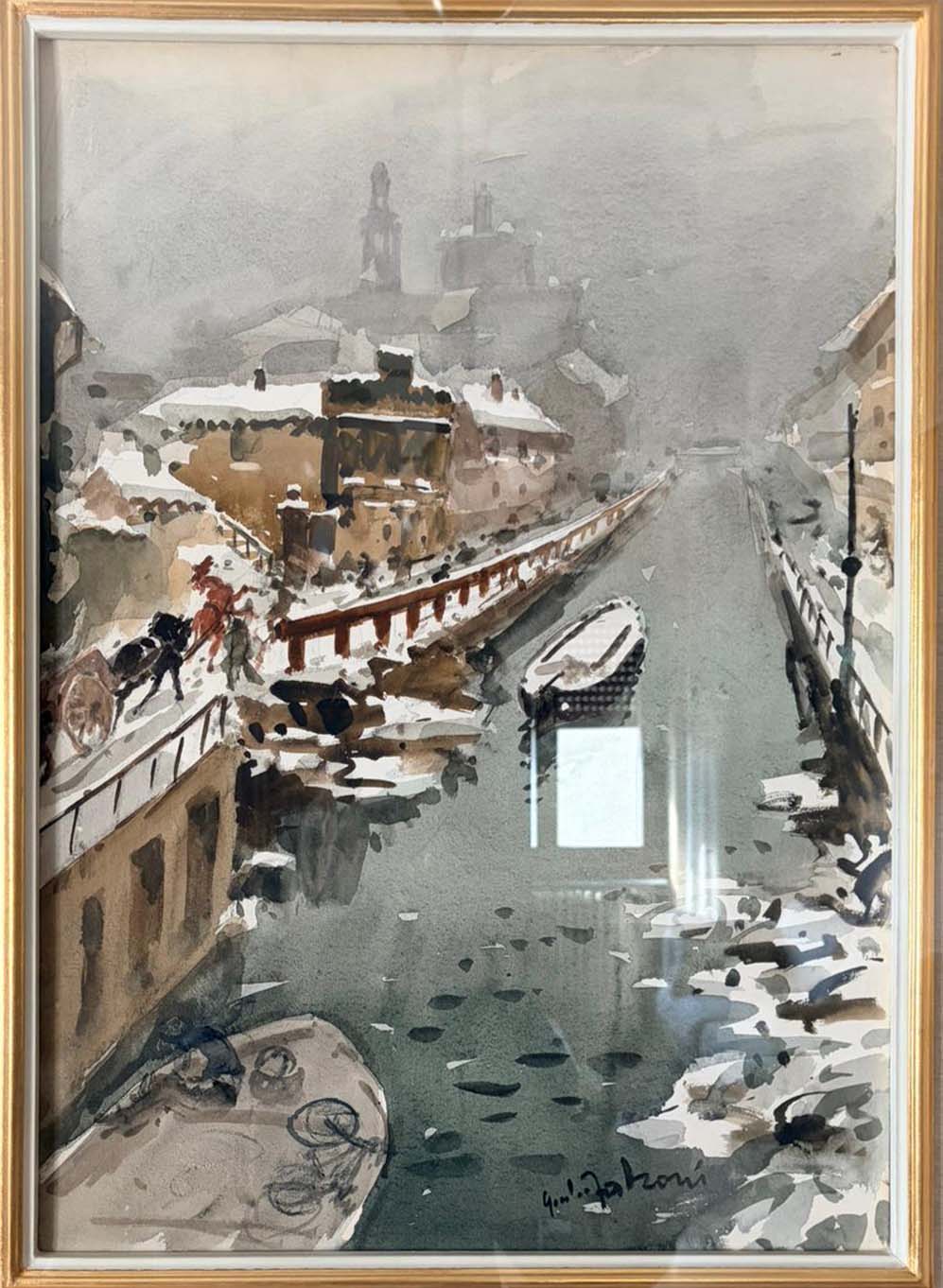 Guido Falzoni - Senza titolo (paesaggio) - Acquerello su carta