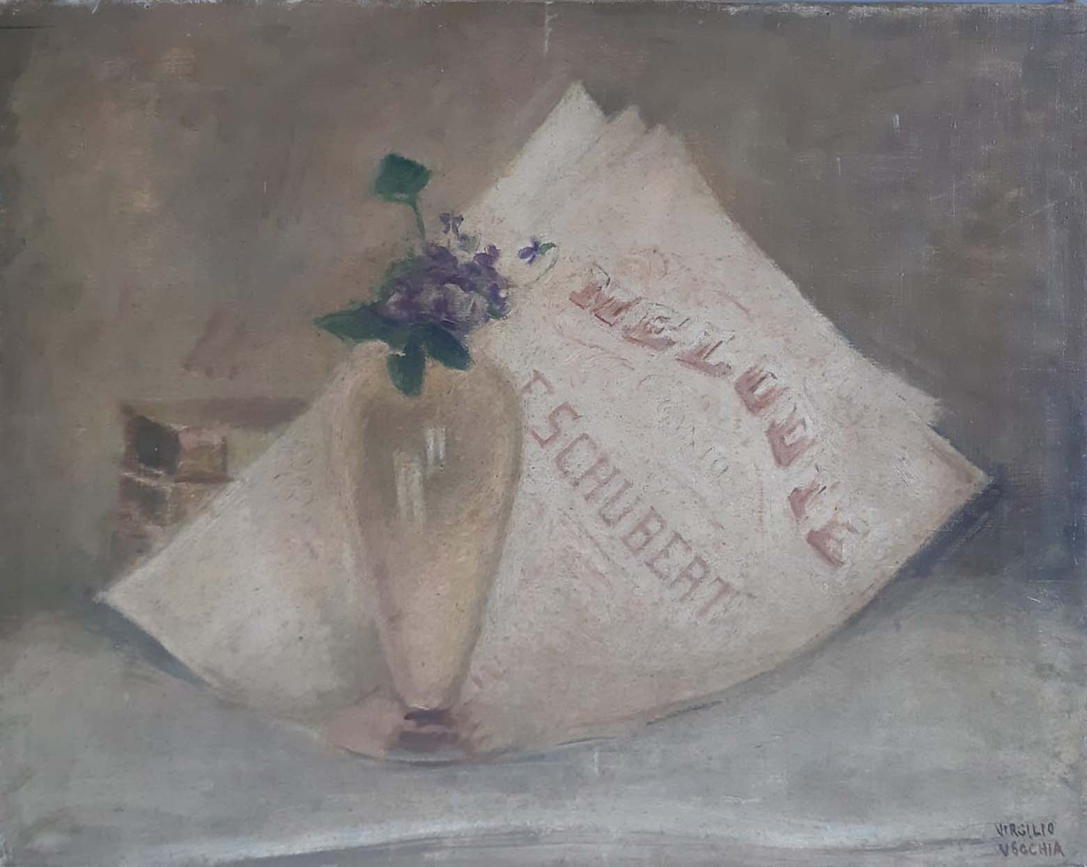 Opera figurativa a olio su tela di Virgilio Vecchia
