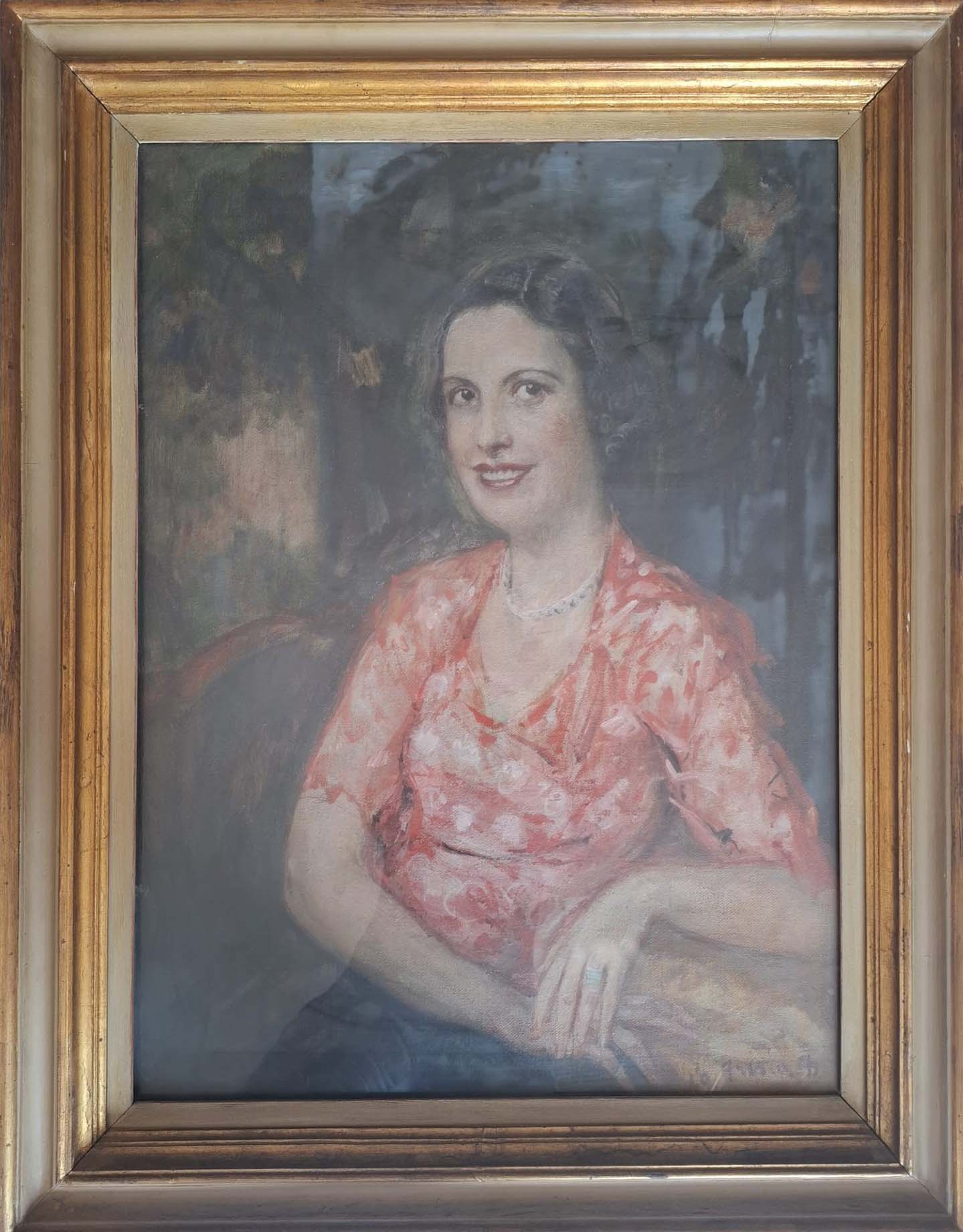 Senza titolo, ritratto femminile a olio su tela di Donato Frisia