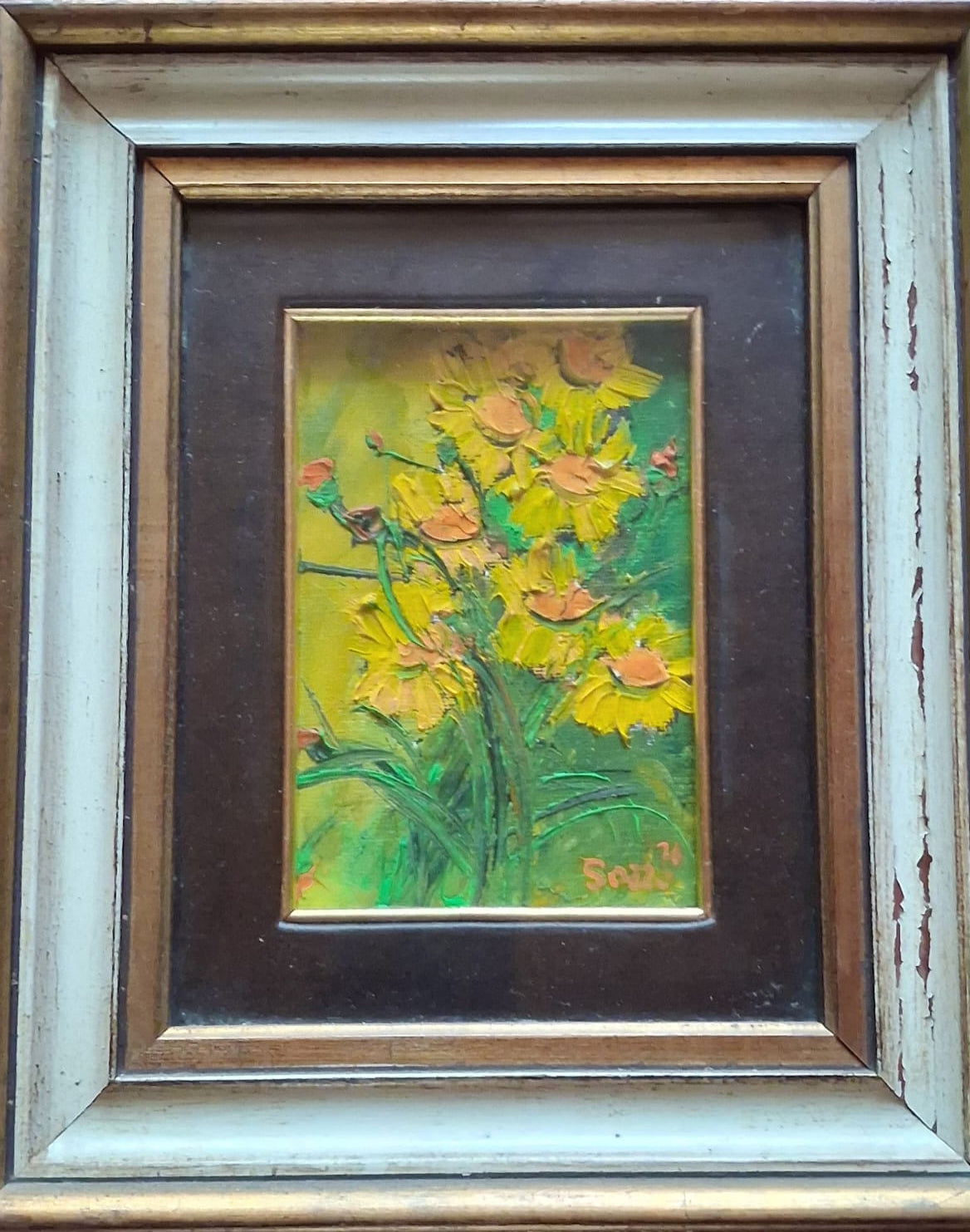 Fiori gialli, opera di piccolo formato di Enzo Sozzo