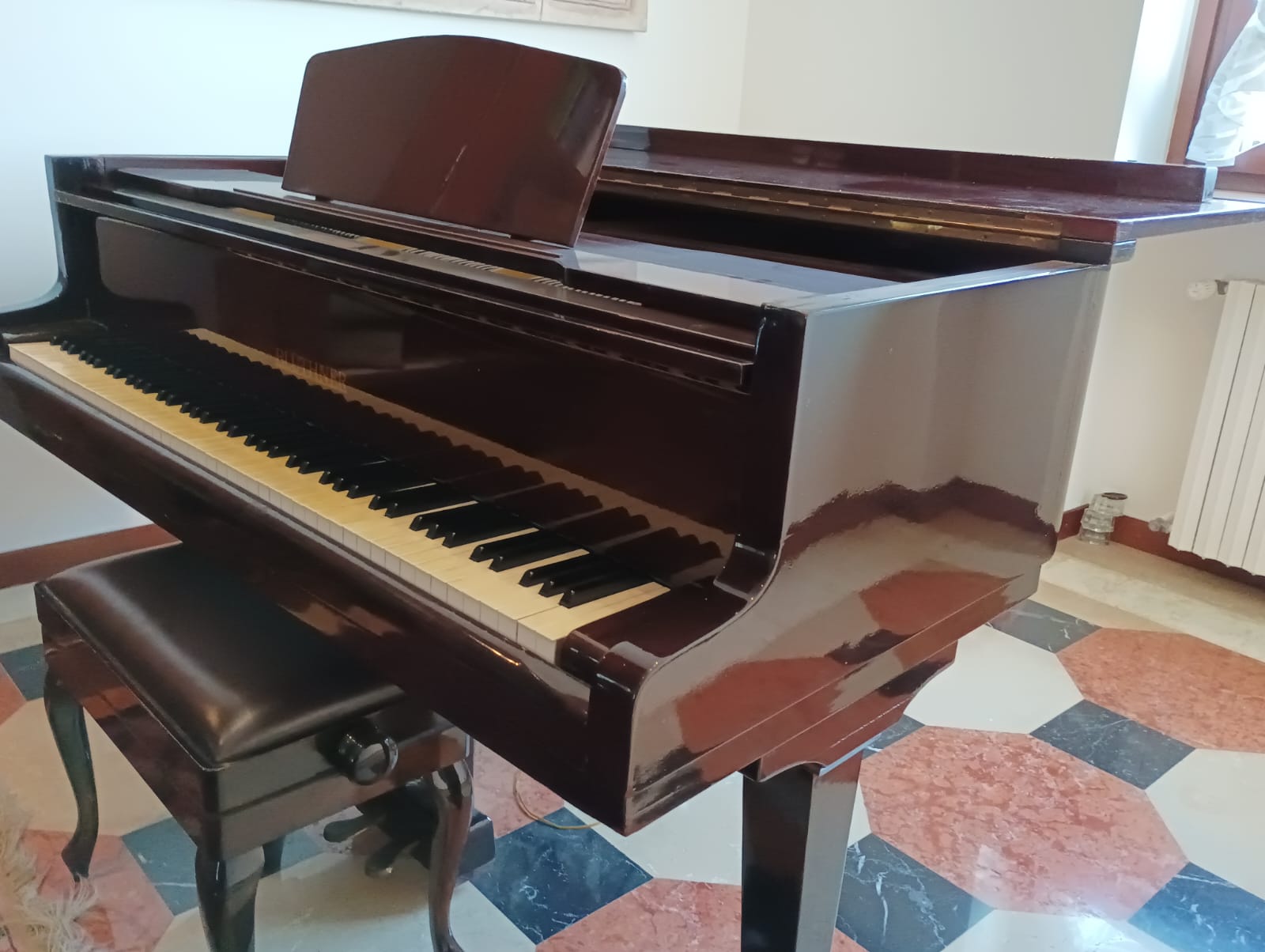 Pianoforte a coda con panca in pelle - Bluethner