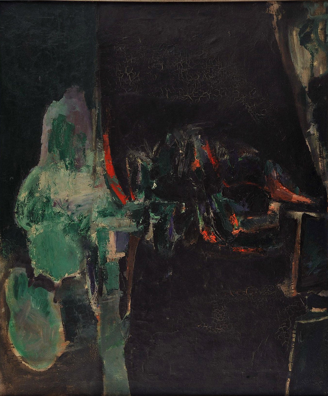 Piero Guccione - Periferia di notte con le nuvole illuminate
