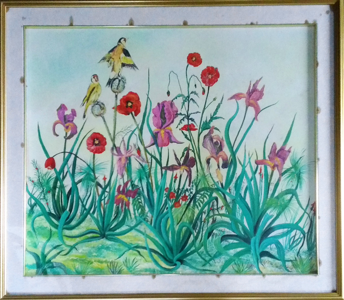 Libero Di Tota - Flores con jilgueros