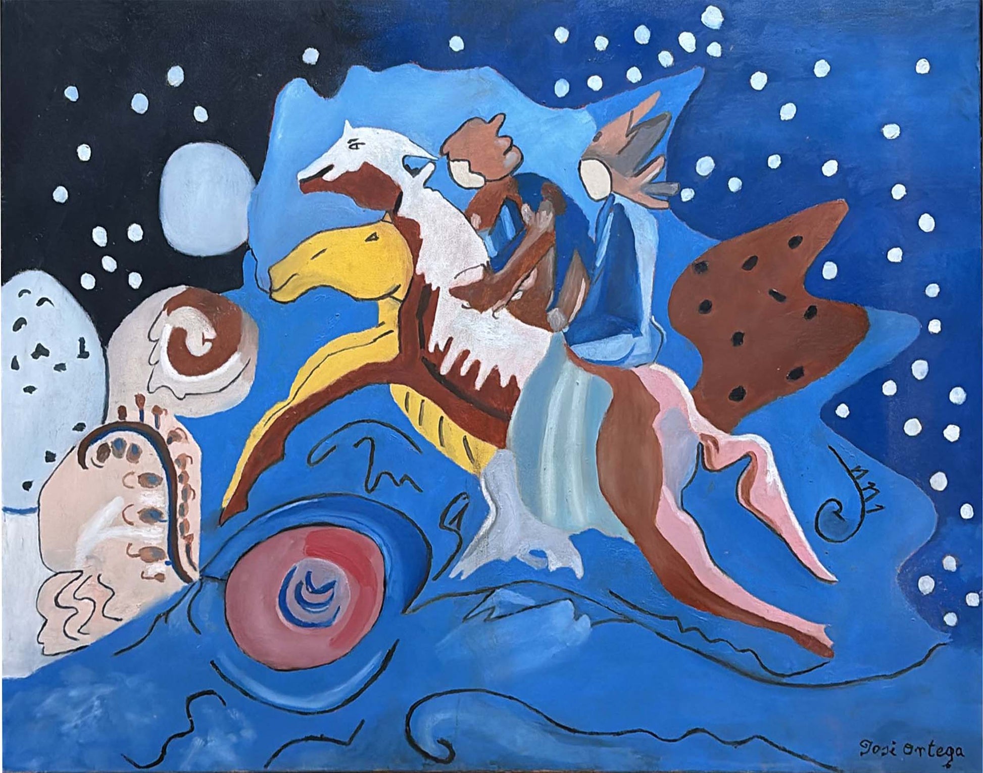 Opera figurativa in olio su tela di Josi Ortega