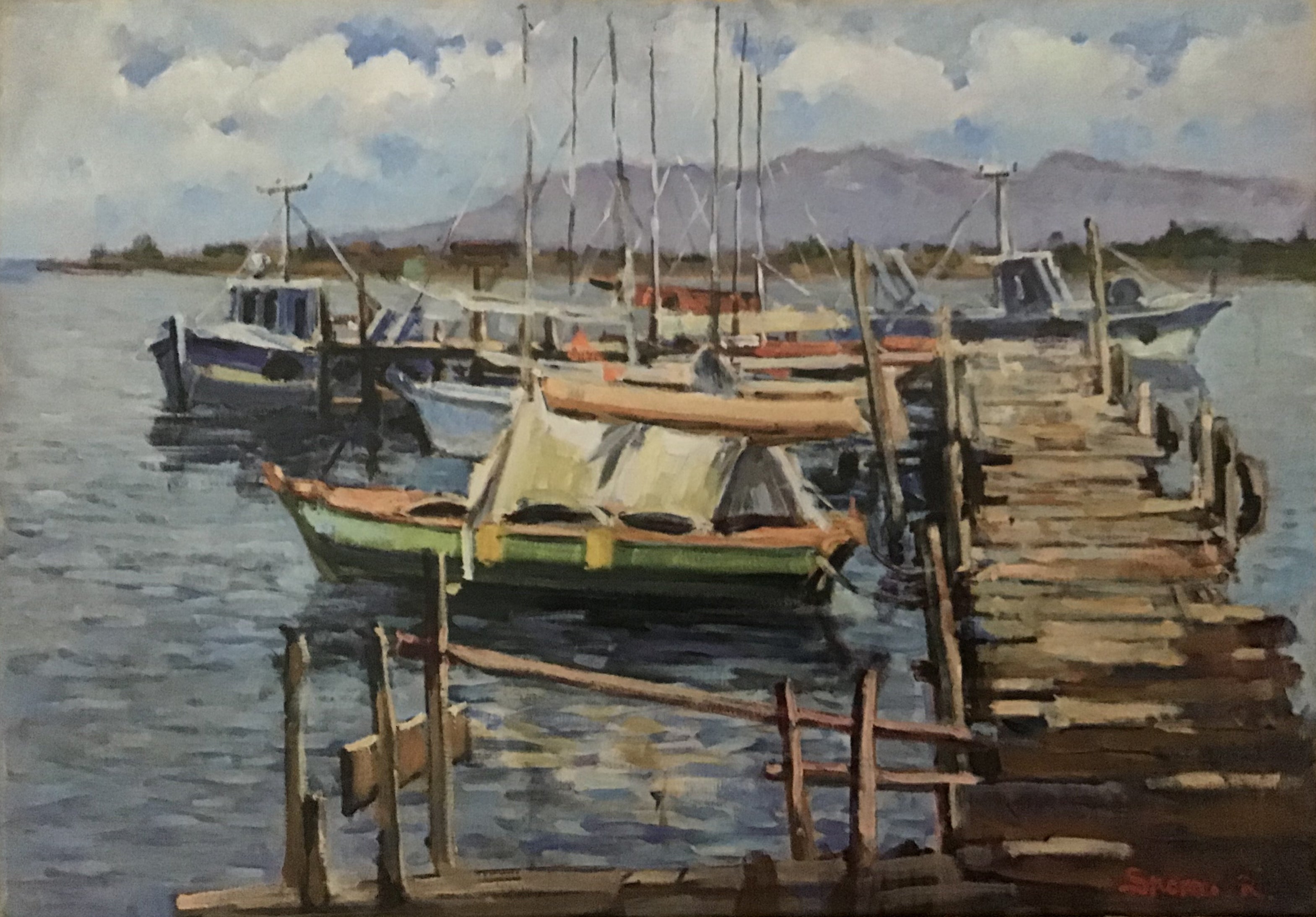 Roberto Smorti - Pontile e barche sull'Arnaccio