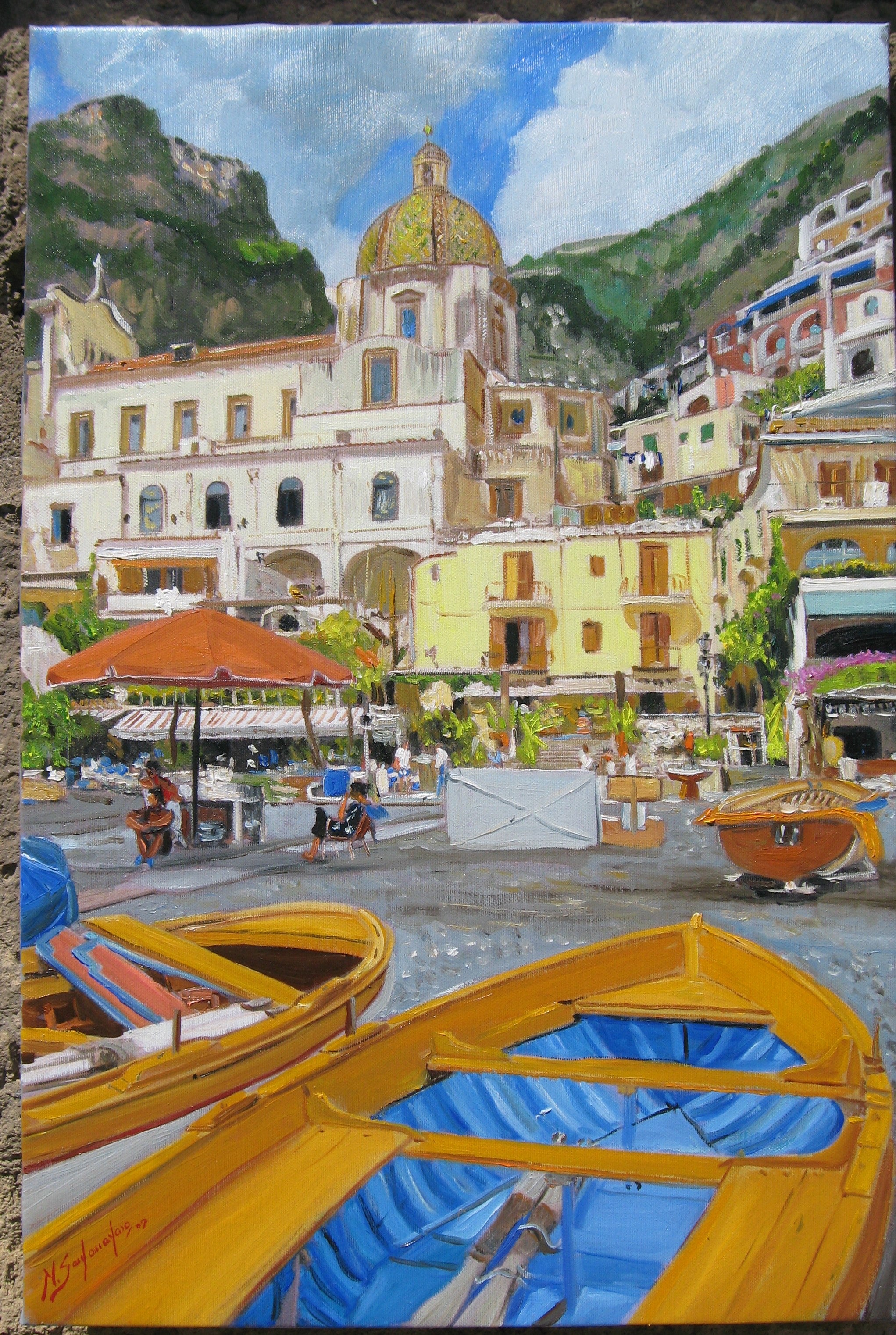 Michele Santonastaso - Positano - barcos en la arena
