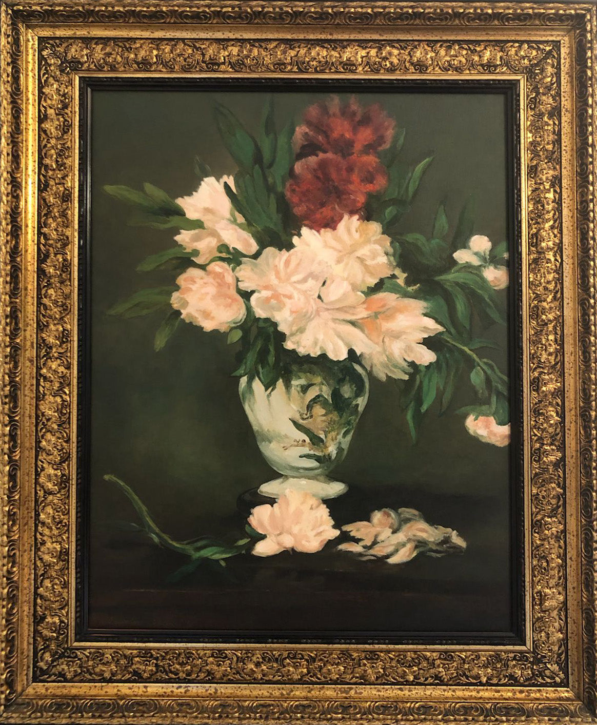 Salvatore Vergari (homage to Edouard Manet) - Vase of Peonies on a Pedestal