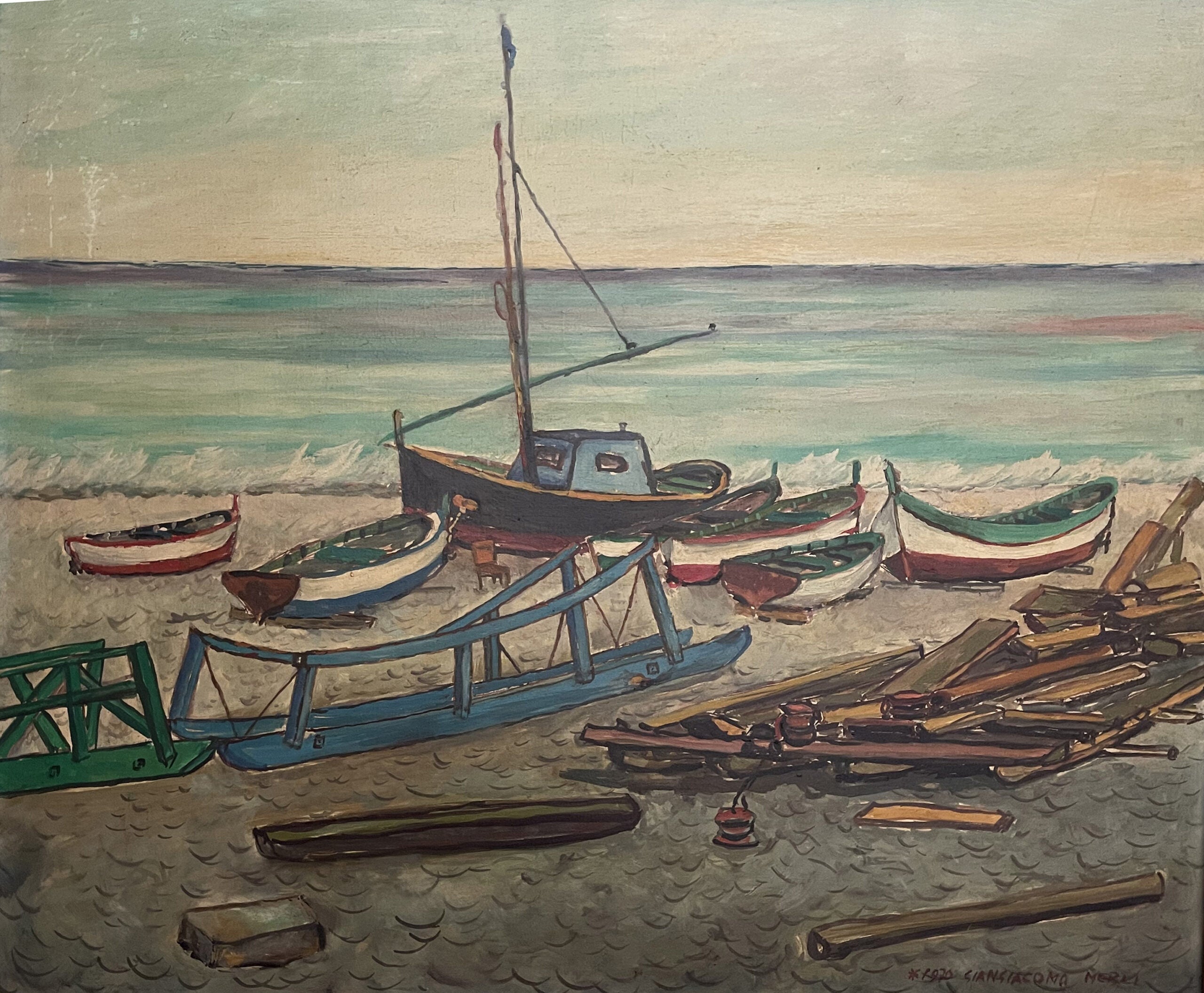 Giangiacomo Merli - Marina con barcos