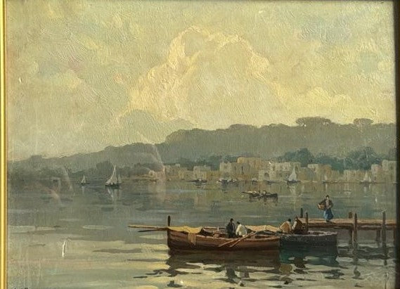 Leon Giuseppe Buono - Senza Titolo (marina con barche )
