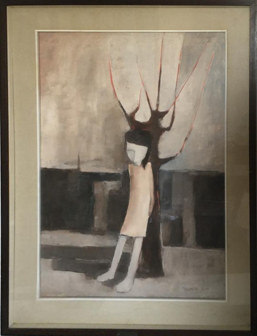 Prospero Riva - Donna appoggiata ad un albero