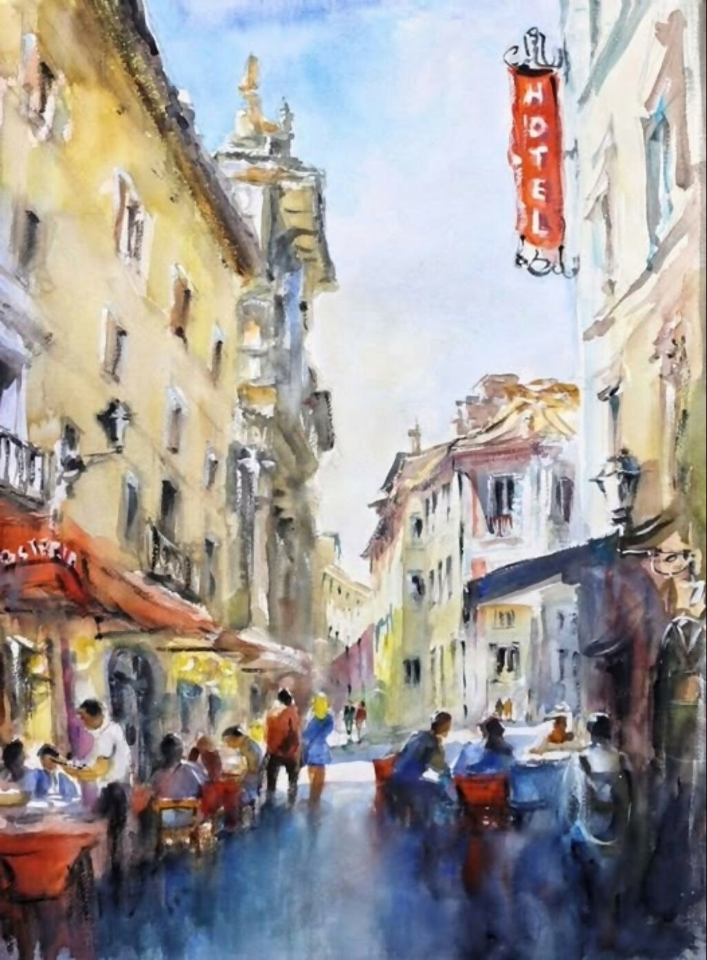 Giorgio Grimaldi - Via del Caravita, Roma - Acquerello