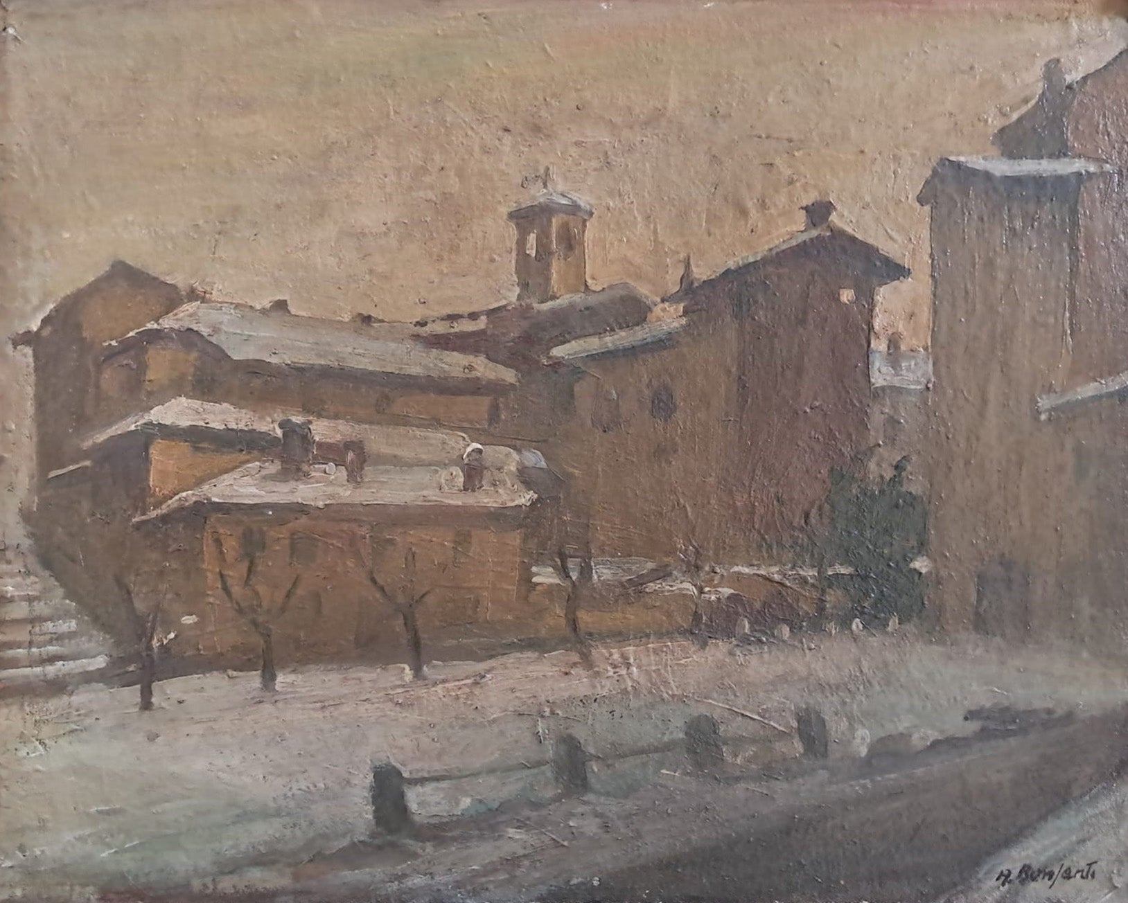 Angelo Bonfanti - Paisaje bajo la nieve