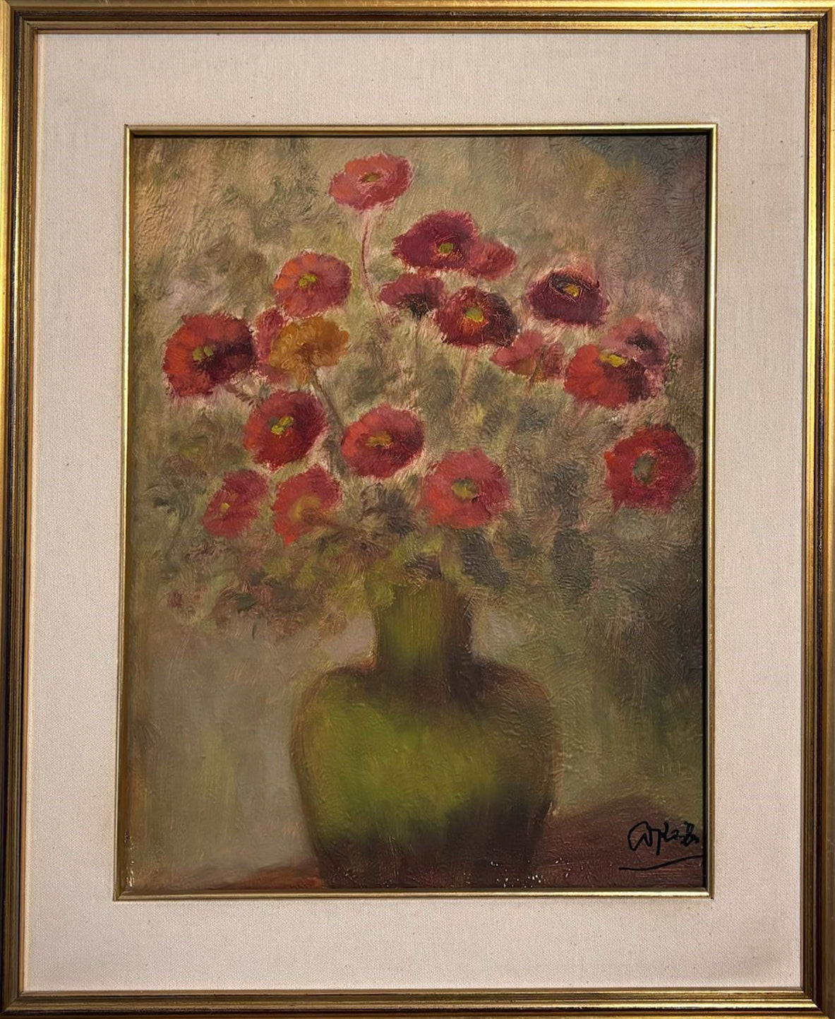 Wally Kailer - Sin título (Amapolas en un jarrón verde)