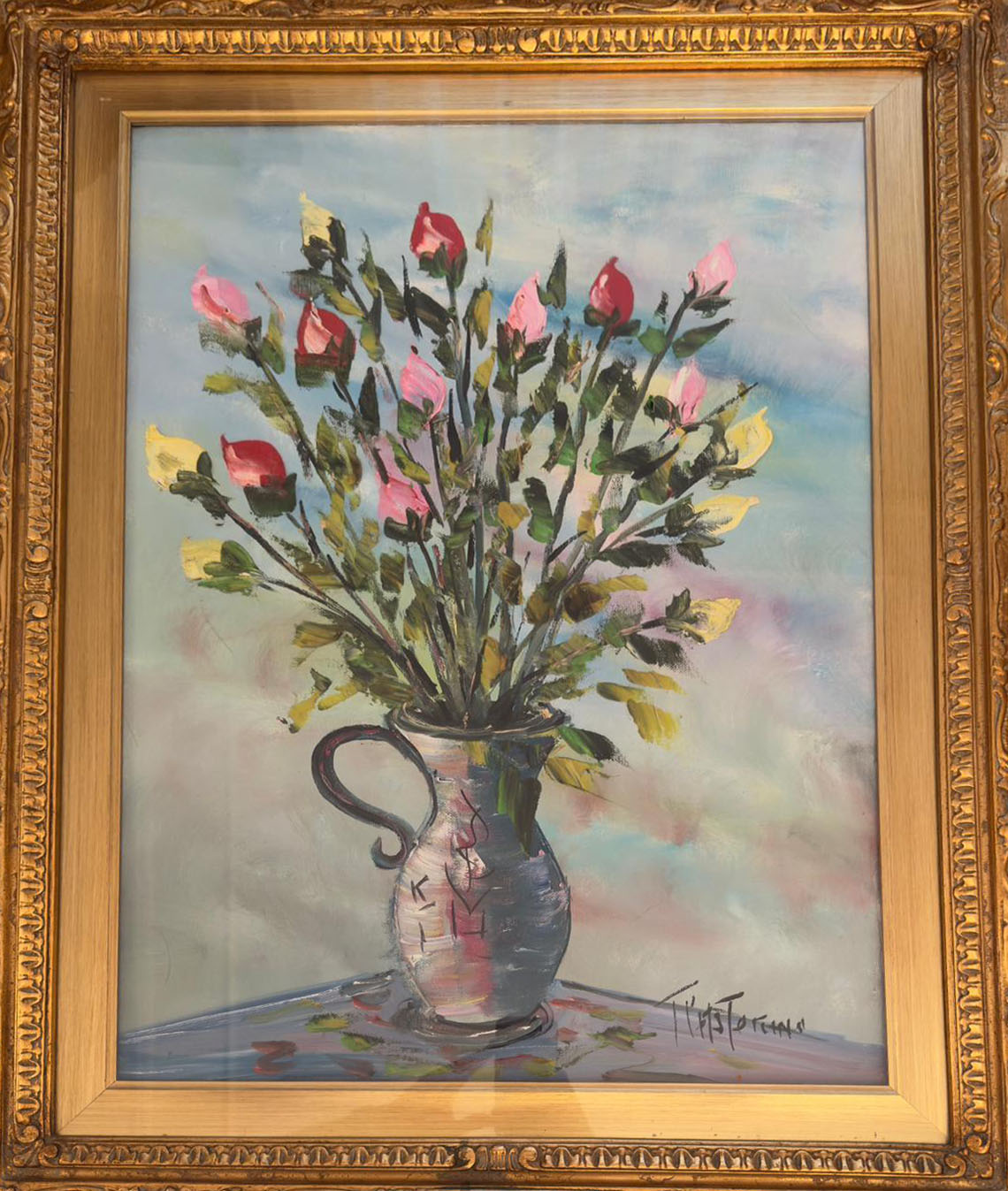 Teresio Pastorino -  Senza titolo (vaso con rose)